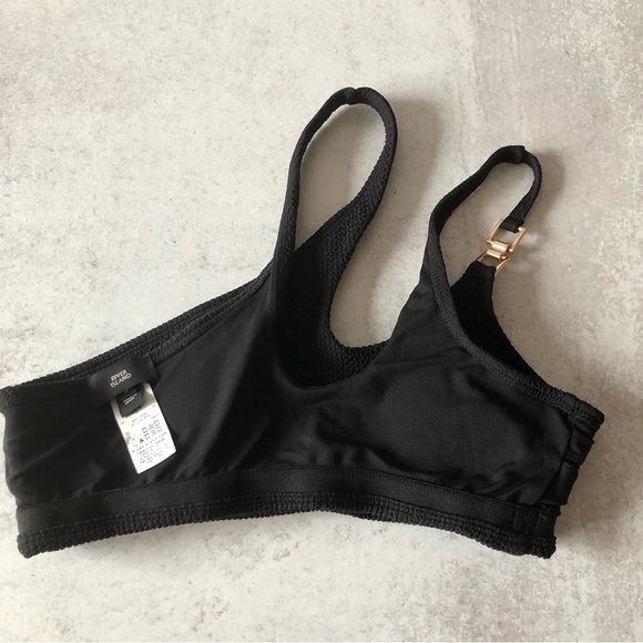 River Island Asymmetrical Double Strap One Shoulder Bikini Black Size 4 - Picture 9 of 13